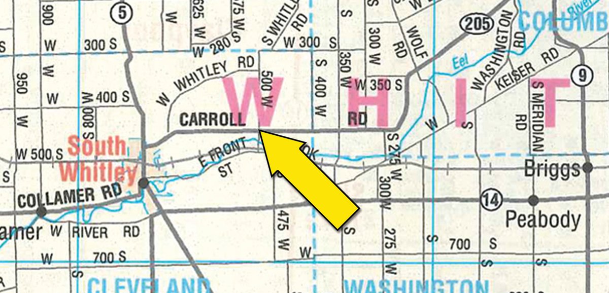 Area map - FARM EQUIPMENT AUCTION IN WHITLEY COUNTY, INDIANA