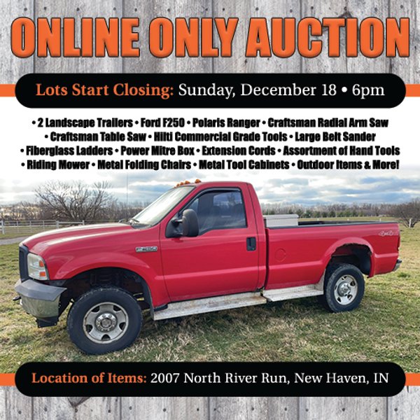 ONLINE ONLY PERSONAL PROPERTY AUCTION IN ALLEN COUNTY, INDIANA