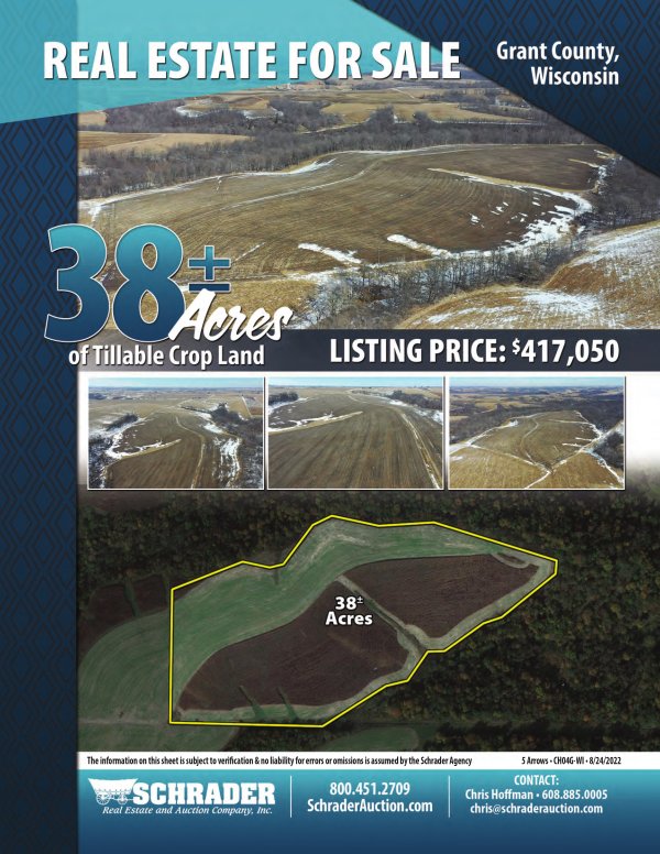 Listing brochure cover - REAL ESTATE FOR SALE - 38+/- ACRES OF TILLABLE CROP LAND