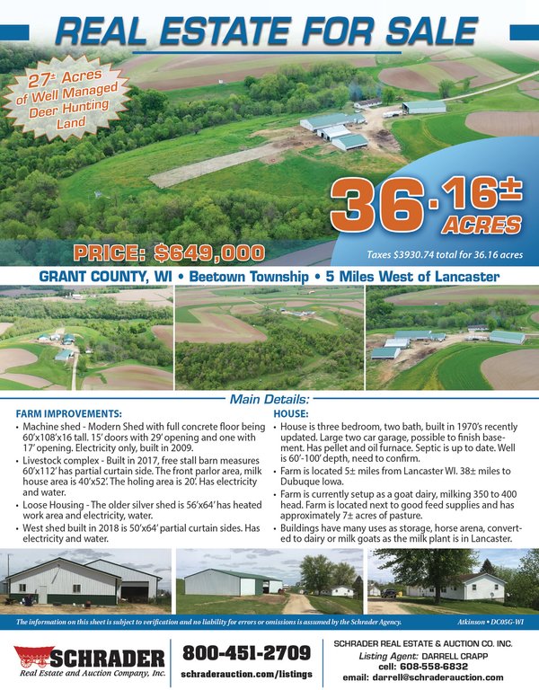Listing brochure cover - REAL ESTATE FOR SALE 36.16+/- ACRES 