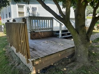 1 1/2 Story Country home, on 1.84+/- acres, 2155+/- square feet of living space: living room, 4 bedrooms, 1 bath, eat in kitchen with appliances, large mud room, and laundry. The home has a newer furnace, water softener, water heater, a new roof in 2019, replacement windows, and a large wood deck. Detached two car garage with plenty of work space and a 36ft x40ft pole building.
 - HOME FOR SALE 1.84+/- ACRES IN WHITLEY COUNTY, IN