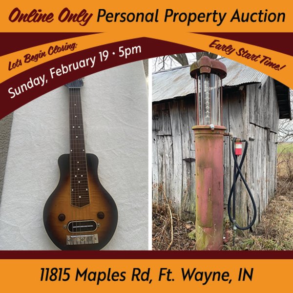TIMED ONLINE ONLY PERSONAL PROPERTY AUCTION IN ALLEN COUNTY, INDIANA