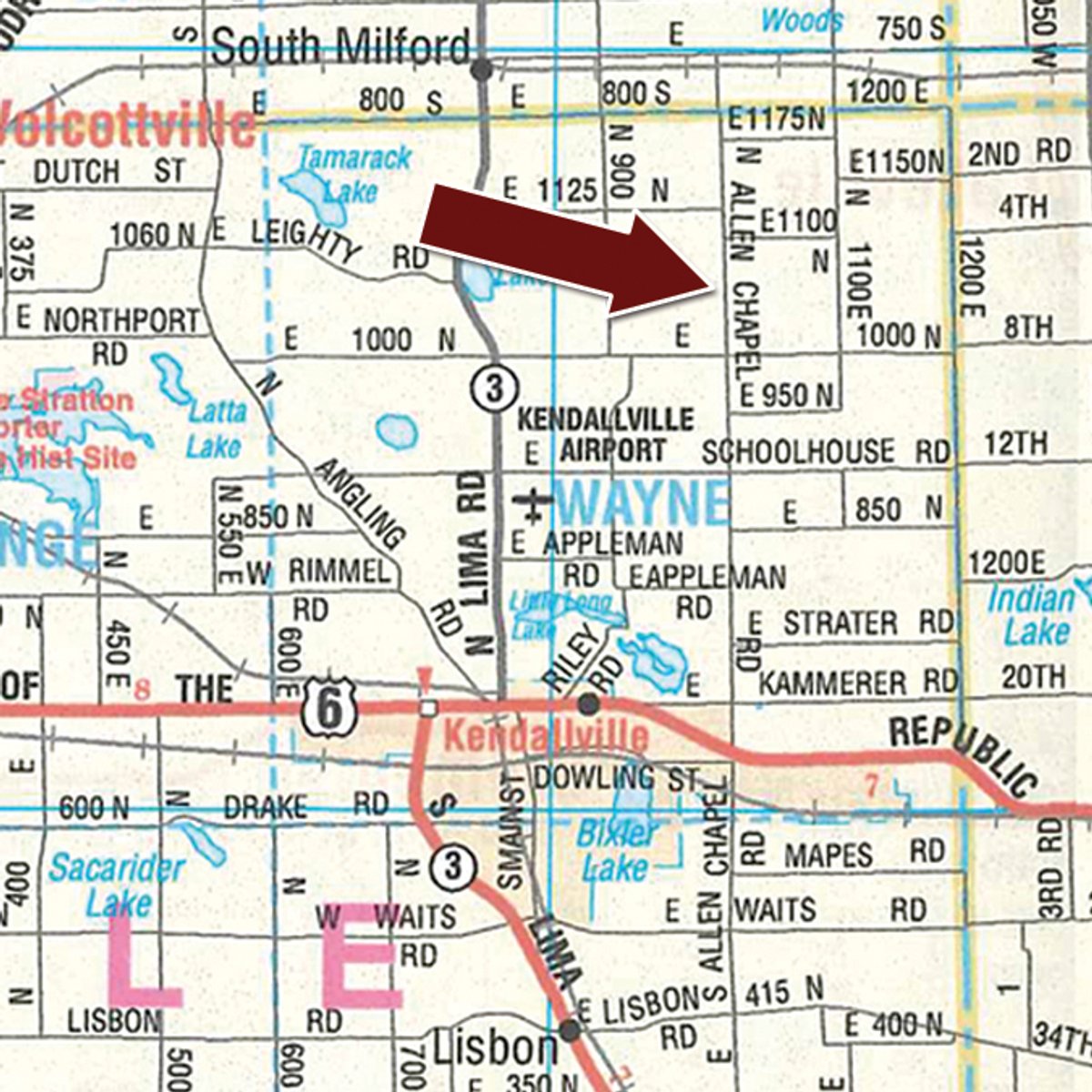 Area map - TIMED ONLINE ONLY PERSONAL PROPERTY AUCTION IN NOBLE COUNTY, INDIANA