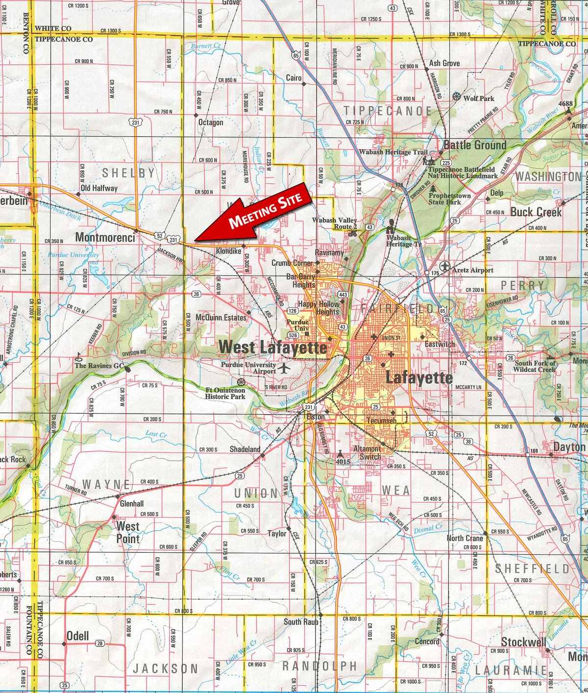 Area map - LAND VALUE TRENDS AND COMMODITY MARKETS UPDATE SEMINAR IN WEST LAFAYETTE, INDIANA