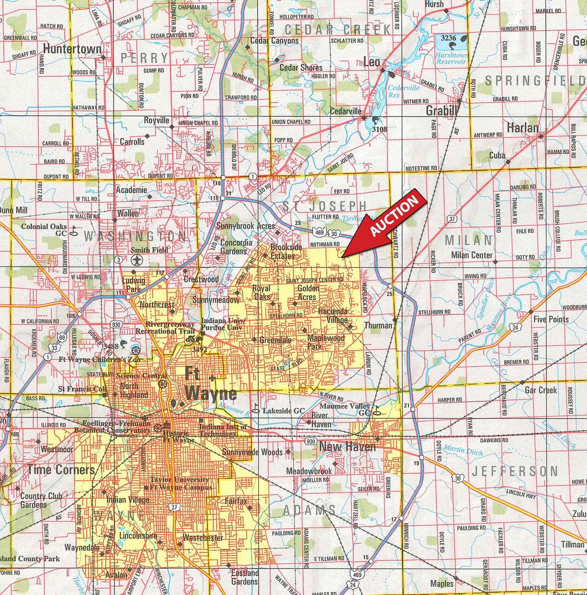 Area map - TIMED ONLINE ONLY PERSONAL PROPERTY AUCTION IN ALLEN COUNTY, INDIANA
