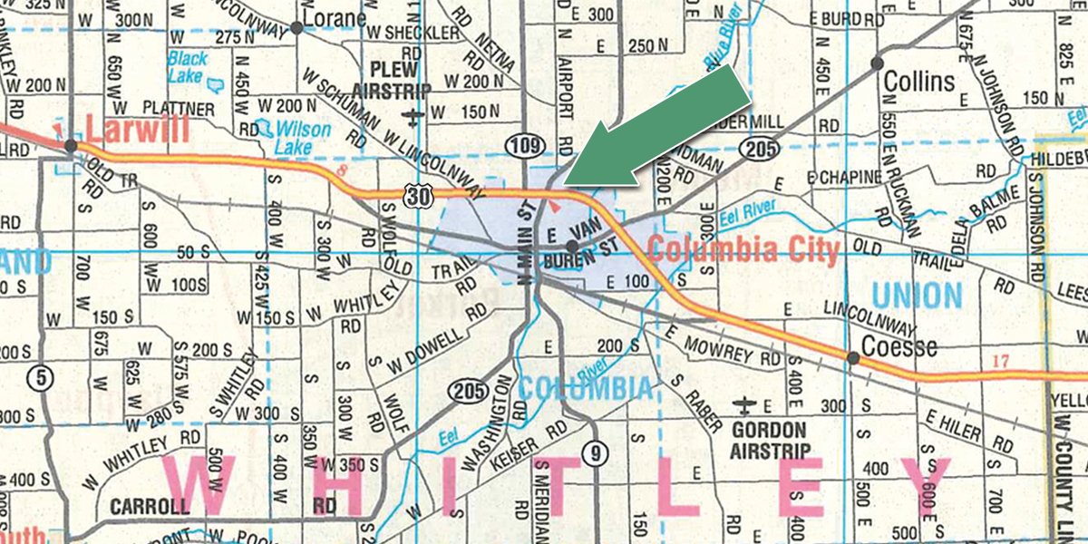Area map - TIMED ONLINE ONLY PERSONAL PROPERTY AUCTION IN WHITLEY COUNTY, INDIANA