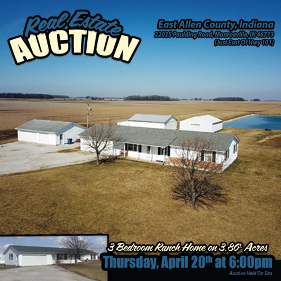 REAL ESTATE AUCTION - 3.86+/- ACRES OFFERED IN 1 TRACT IN ALLEN COUNTY, INDIANA