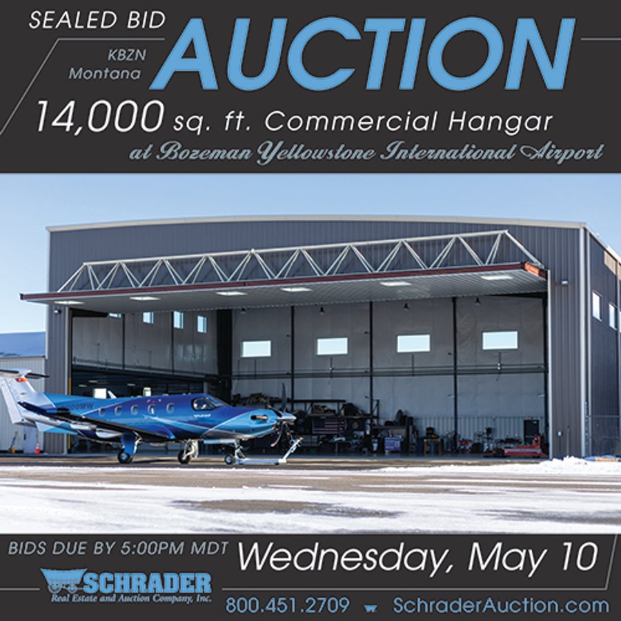 SEALED BID AUCTION - 14,000 SQ. FT. COMMERCIAL HANGAR AT BOZEMAN YELLOWSTONE INTERNATIONAL AIRPORT IN GALLATIN COUNTY, MONTANA