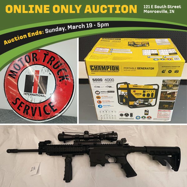 TIMED ONLINE ONLY PERSONAL PROPERTY AUCTION IN ALLEN COUNTY, INDIANA
