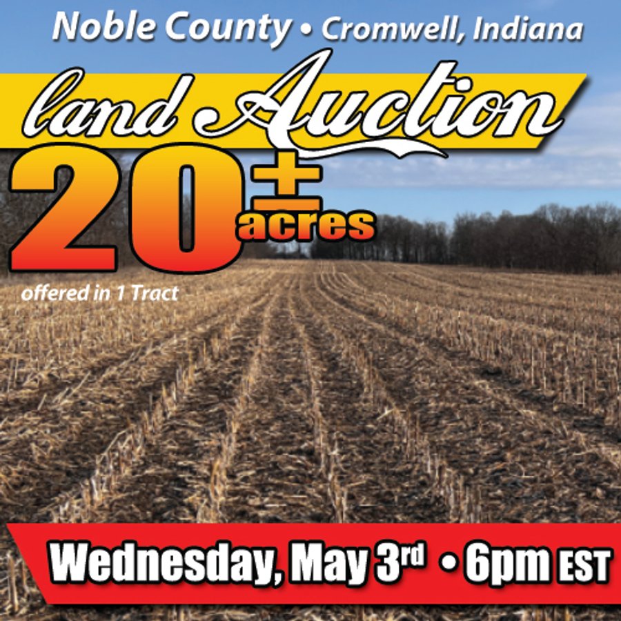 LAND AUCTION - 20+/- ACRES OFFERED IN 1 TRACT IN NOBLE COUNTY, INDIANA
