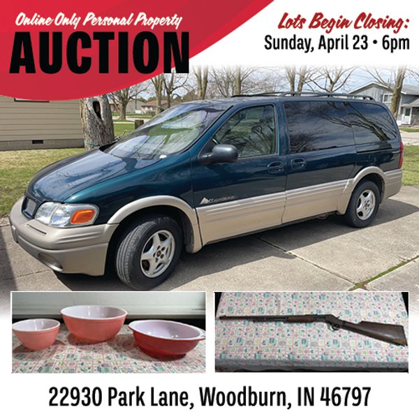 TIMED ONLINE ONLY PERSONAL PROPERTY AUCTION IN ALLEN COUNTY, INDIANA