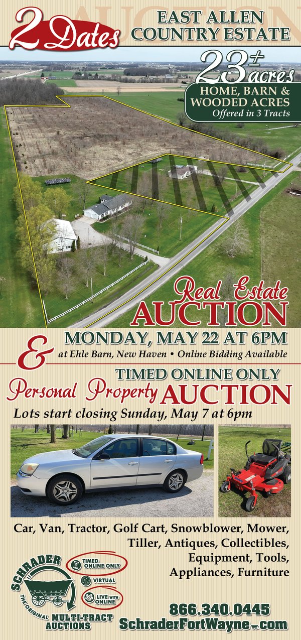 TIMED ONLINE ONLY PERSONAL PROPERTY AUCTION IN ALLEN COUNTY, INDIANA