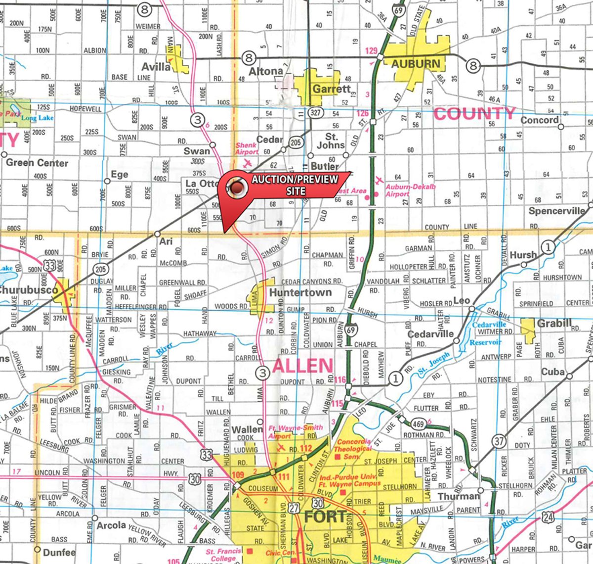 Area map - TIMED ONLINE ONLY PERSONAL PROPERTY AUCTION IN ALLEN COUNTY, INDIANA