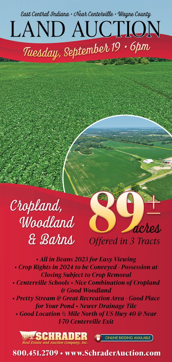 Sold: EAST CENTRAL INDIANA LAND AUCTION 89+/- ACRES OFFERED IN 3 TRACTS IN WAYNE COUNTY, INDIANA - 298 S Mineral Springs Rd, Centerville, IN 47330 - Wayne County, IN
