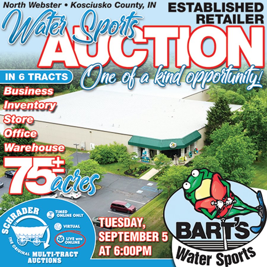 ESTABLISHED RETAILER WATER SPORTS AUCTION - 75+/- ACRES OFFERED IN 6 TRACTS IN KOSCIUSKO COUNTY, INDIANA