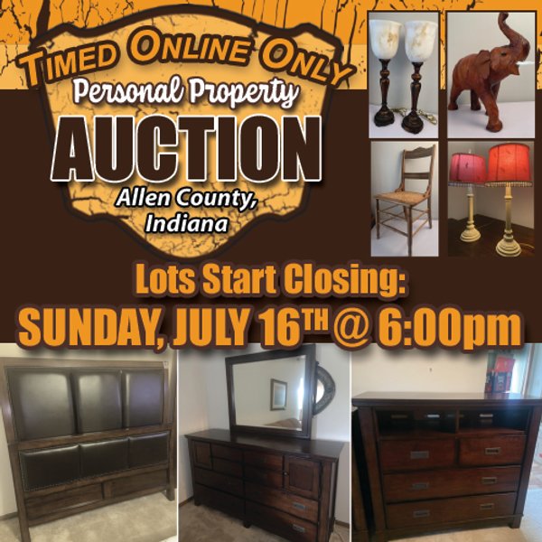 TIMED ONLINE ONLY PERSONAL PROPERTY AUCTION IN ALLEN COUNTY, INDIANA