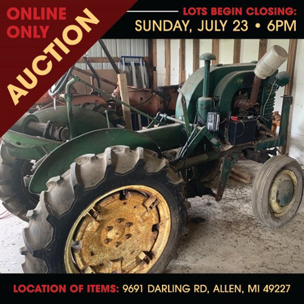 TIMED ONLINE ONLY PERSONAL PROPERTY AUCTION IN HILLSDALE COUNTY, MICHIGAN