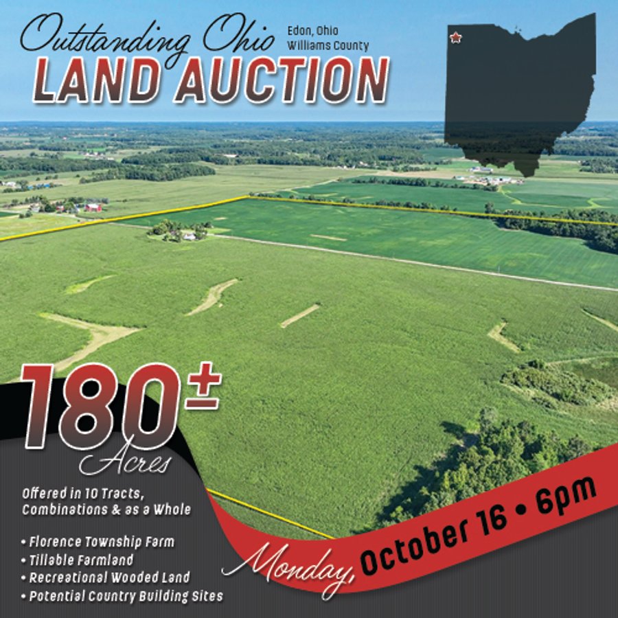 LAND AUCTION - 180+/- ACRES OFFERED IN 10 TRACT IN WILLIAMS COUNTY, OHIO