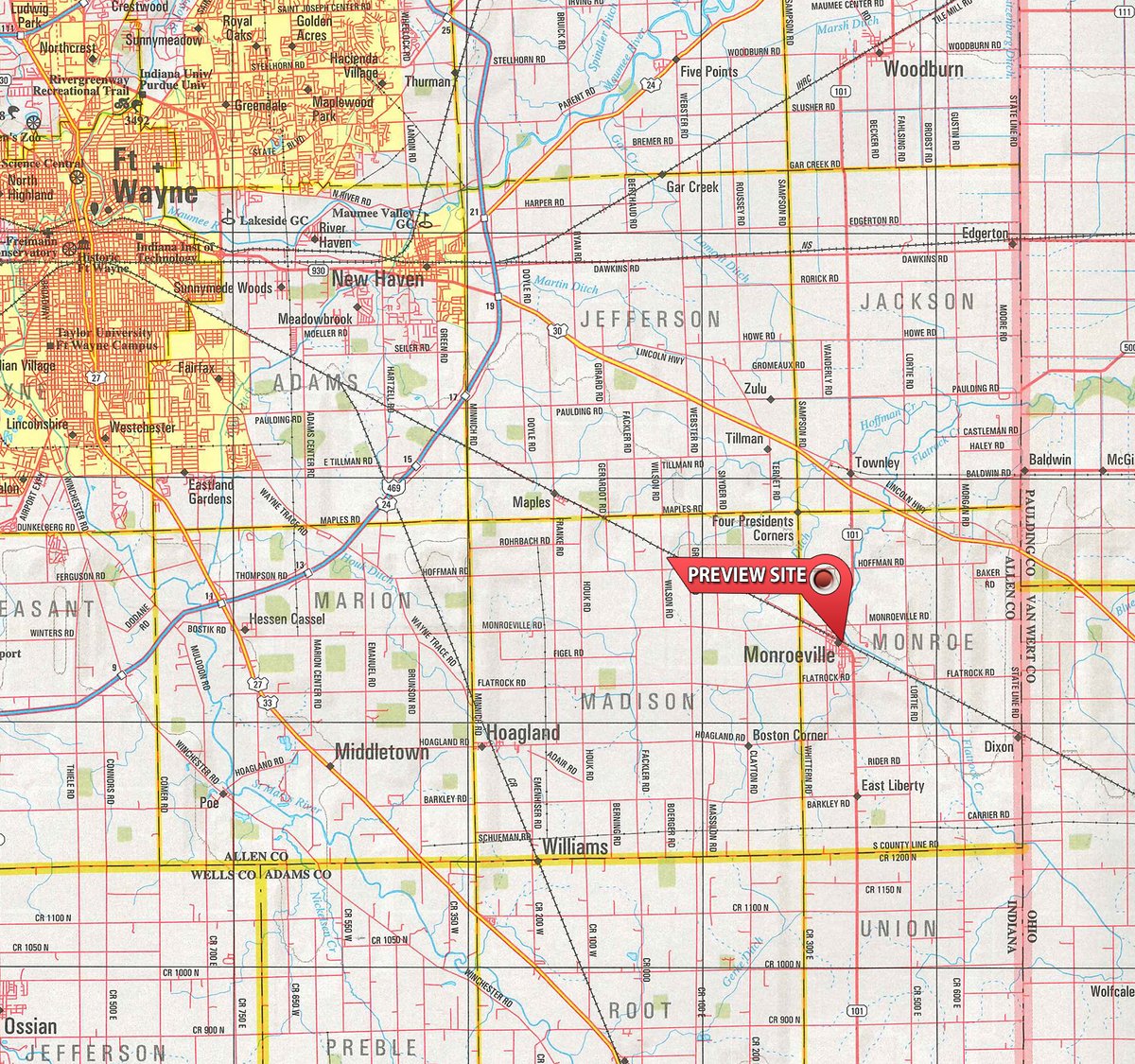 Area map - TIMED ONLINE ONLY '70'S, '80'S & '90'S HOT WHEELS AUCTION IN MONROEVILLE, INDIANA (ALLEN COUNTY, INDIANA)