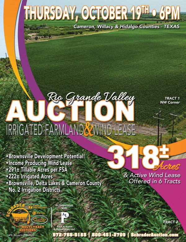 Sold: RIO GRANDE VALLEY LAND AUCTION - 318+/- ACRES & ACTIVE WIND LEASE OFFERED IN 6 TRACTS IN CAMERON, WILLACY, & HIDALGO COUNTIES, TEXAS - Cameron, Willacy, & Hidalgo Counties, TX