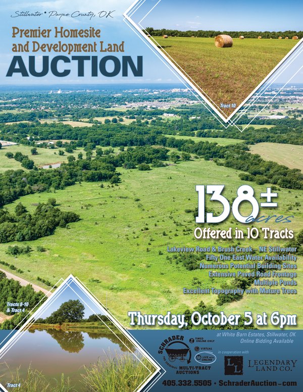 Sold: LAND AUCTION - 138+/- ACRES OFFERED IN 10 TRACTS IN PAYNE COUNTY, OK - Stillwater, OK - Payne County, OK