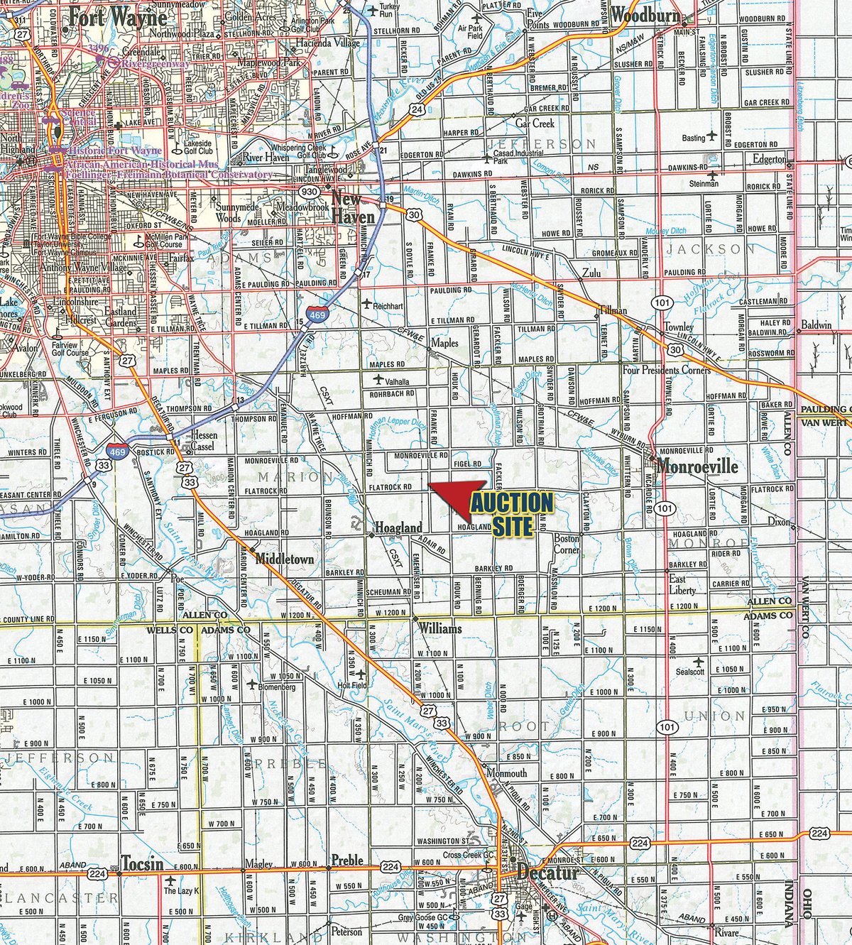 Area map - FARM EQUIPMENT AUCTION IN ALLEN COUNTY, INDIANA