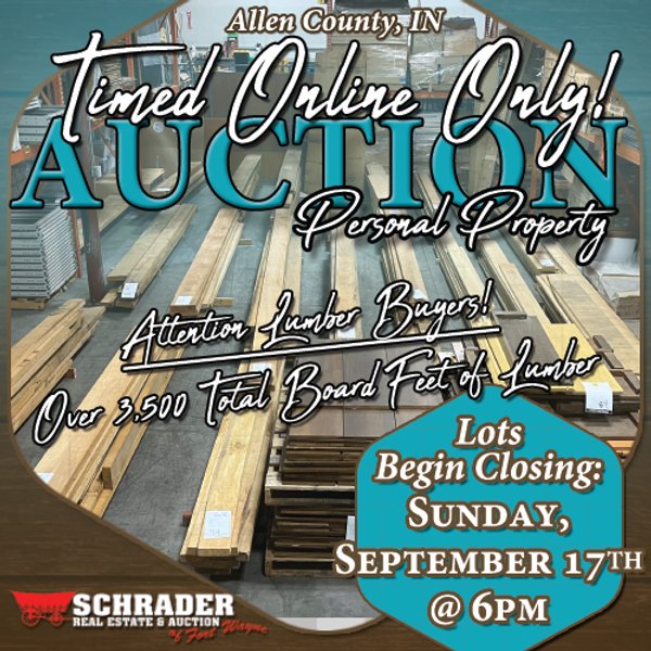TIMED ONLINE ONLY LUMBER AUCTION IN ALLEN COUNTY, INDIANA
