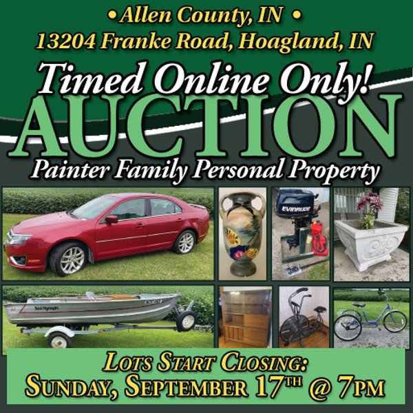 TIMED ONLINE ONLY PERSONAL PROPERTY AUCTION IN ALLEN COUNTY, INDIANA
