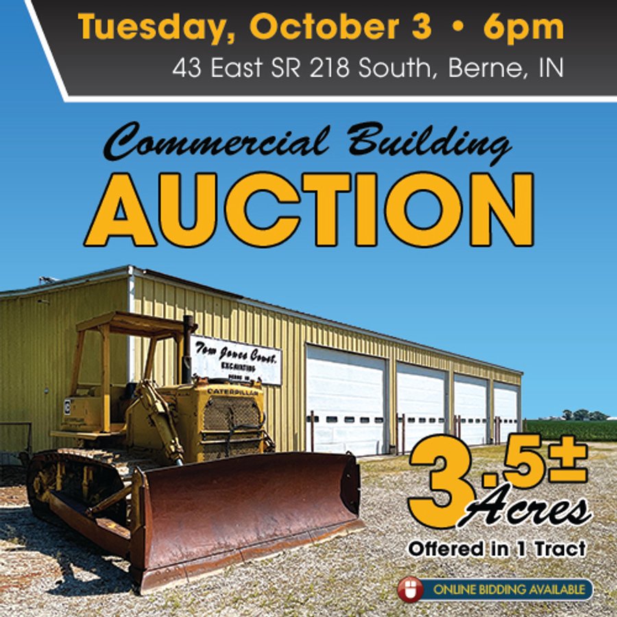 COMMERCIAL REAL ESTATE AUCTION - 3.5+/- ACRES OFFERED IN 1 TRACT IN ADAMS COUNTY, INDIANA