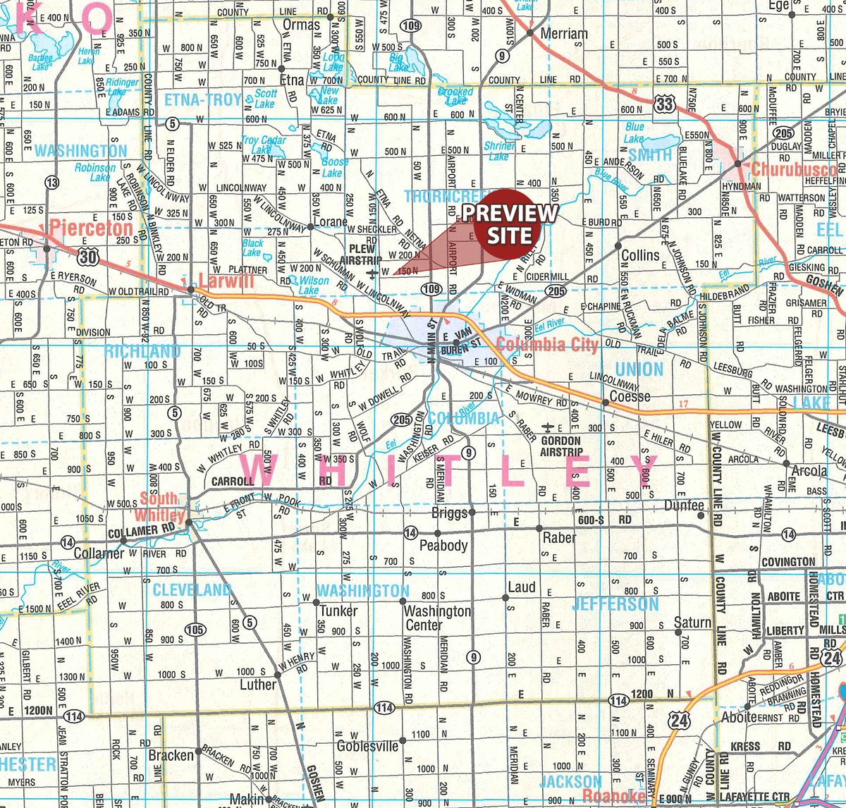 Area map - TIMED ONLINE ONLY PERSONAL PROPERTY AUCTION IN WHITLEY COUNTY, INDIANA