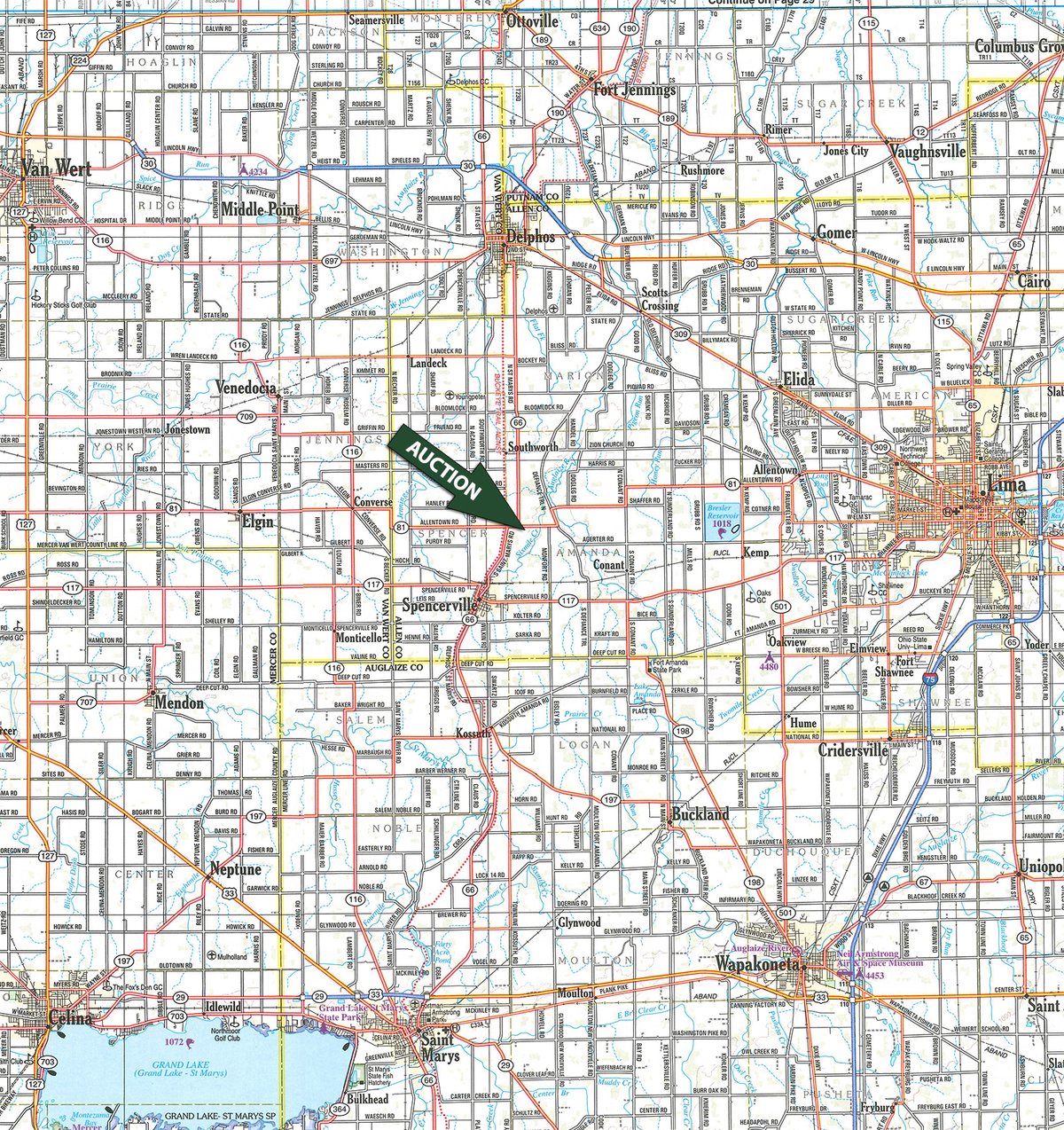 Area map - FARM EQUIPMENT AUCTION IN ALLEN COUNTY, OHIO