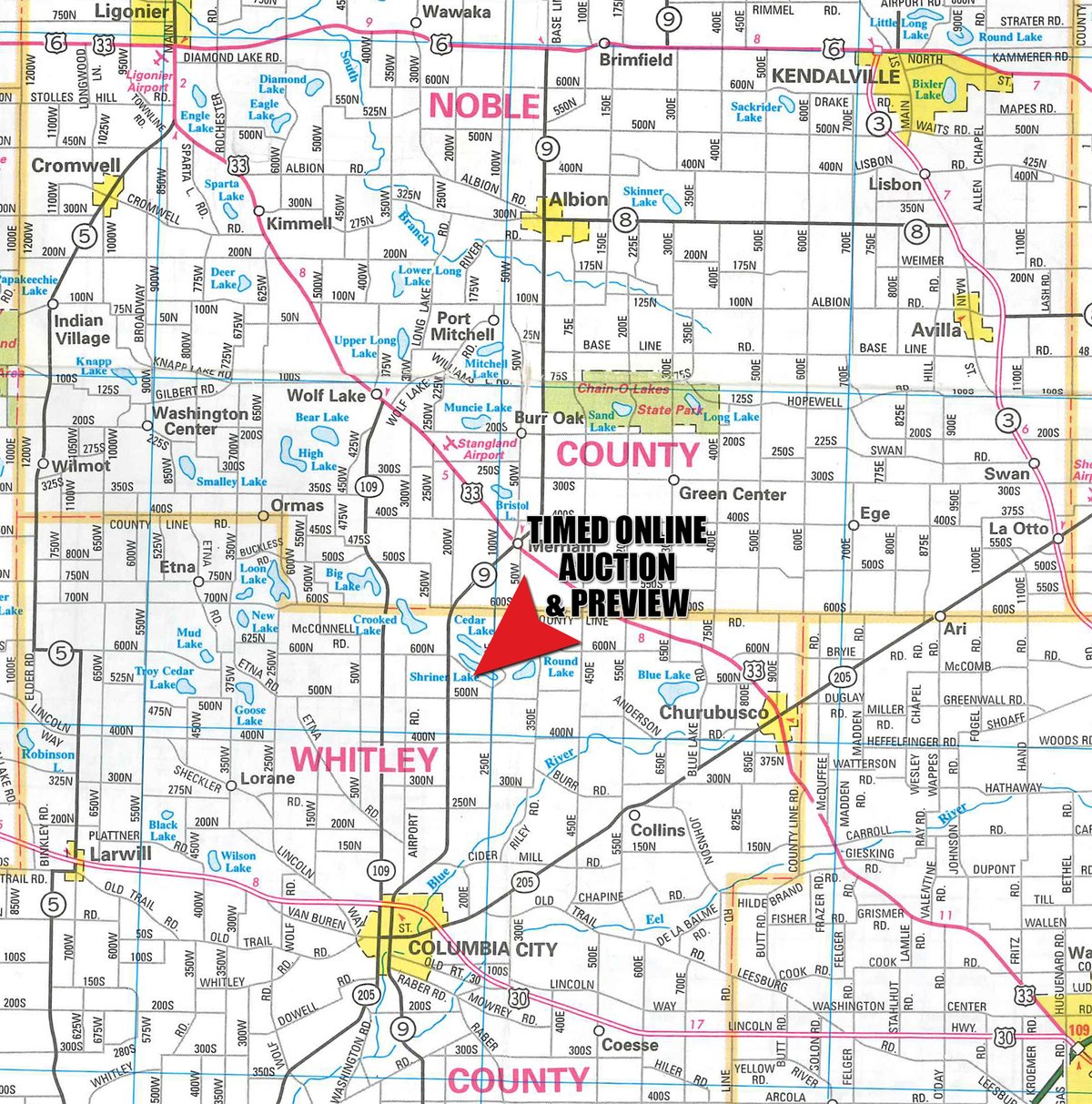 Area map - TIMED ONLINE ONLY PERSONAL PROPERTY AUCTION IN WHITLEY COUNTY, INDIANA