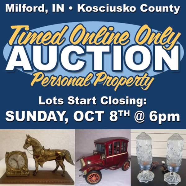 TIMED ONLINE ONLY PERSONAL PROPERTY AUCTION IN KOSCIUSKO COUNTY, INDIANA