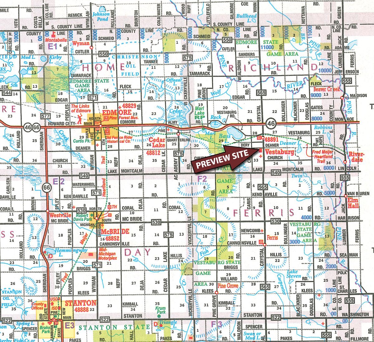 Area map - TIMED ONLINE ONLY PERSONAL AUCTION IN MONTCALM COUNTY, MICHIGAN