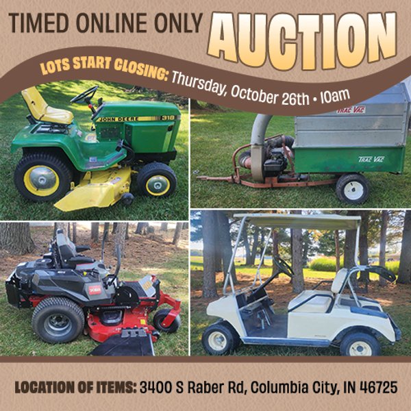 TIMED ONLINE ONLY PERSONAL PROPERTY AUCTION IN WHITLEY COUNTY, INDIANA