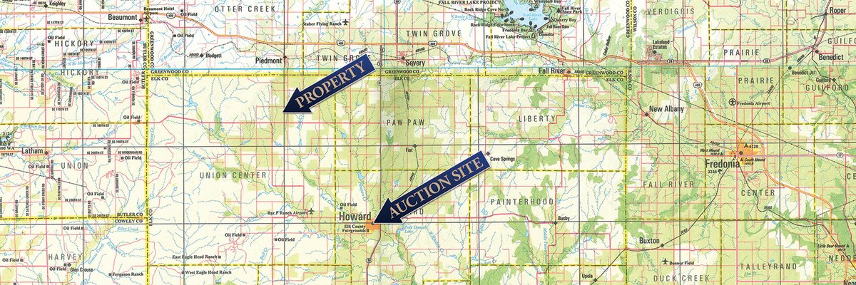 Area map - Kansas Flint Hills Hunting and Pasture Auction - 470+/- Acres Offered in 6 Tracts in Elk County, Kansas