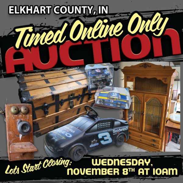 TIMED ONLINE ONLY PERSONAL PROPERTY AUCTION IN ELKHART COUNTY, INDIANA