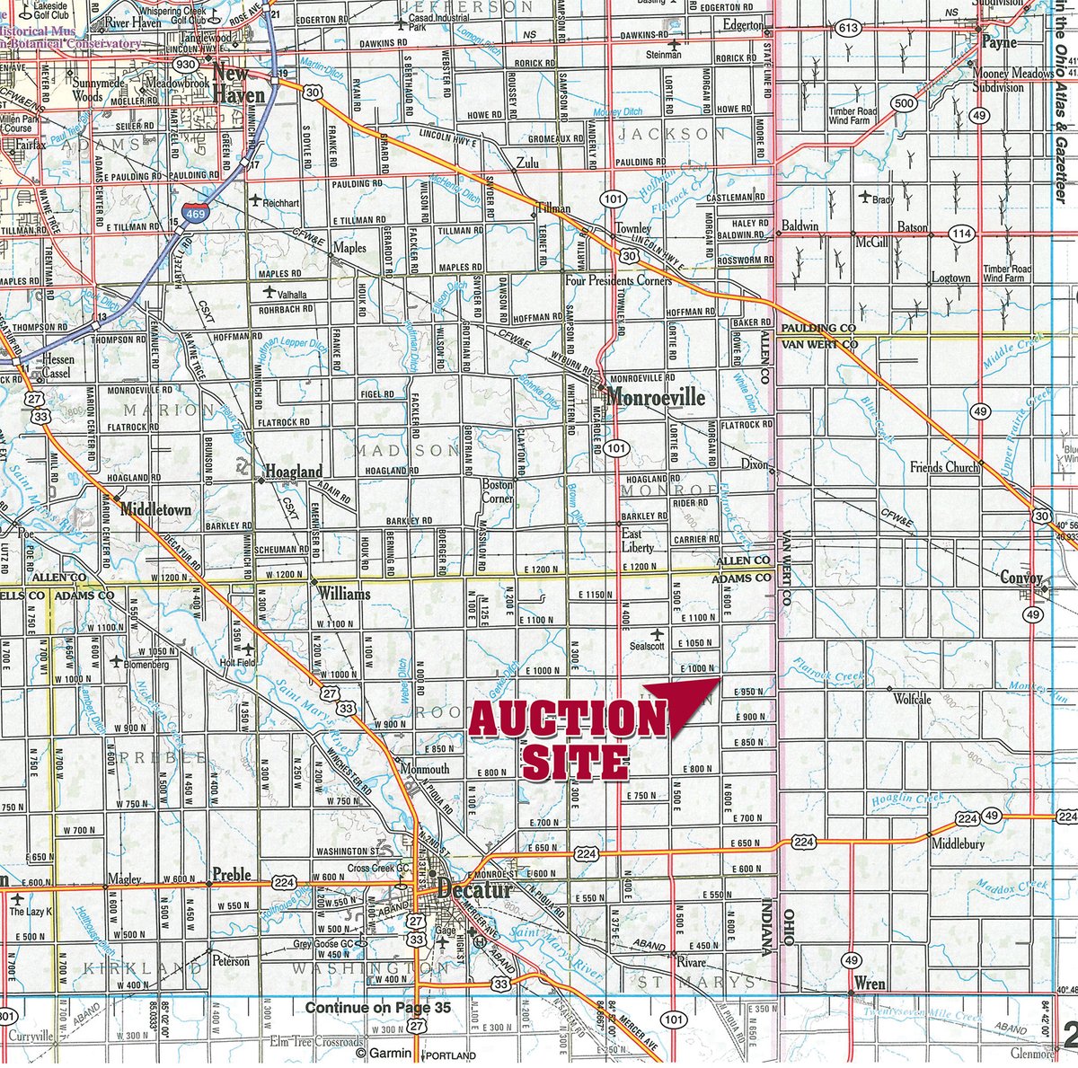 Area map - FARM EQUIPMENT AUCTION IN ADAMS COUNTY, INDIANA