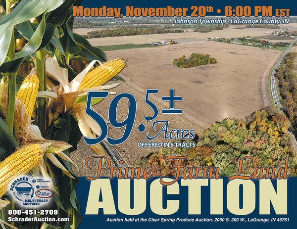 Sold: LAND AUCTION - 59.5+/- ACRES OFFERED IN 6 TRACTS IN LAGRANGE COUNTY, INDIANA - 4455 S 200 E LaGrange, IN 46761 - LaGrange County, IN