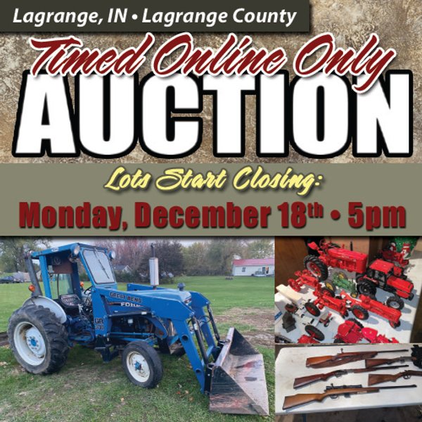 TIMED ONLINE ONLY PERSONAL PROPERTY AUCTION IN LAGRANGE COUNTY, INDIANA