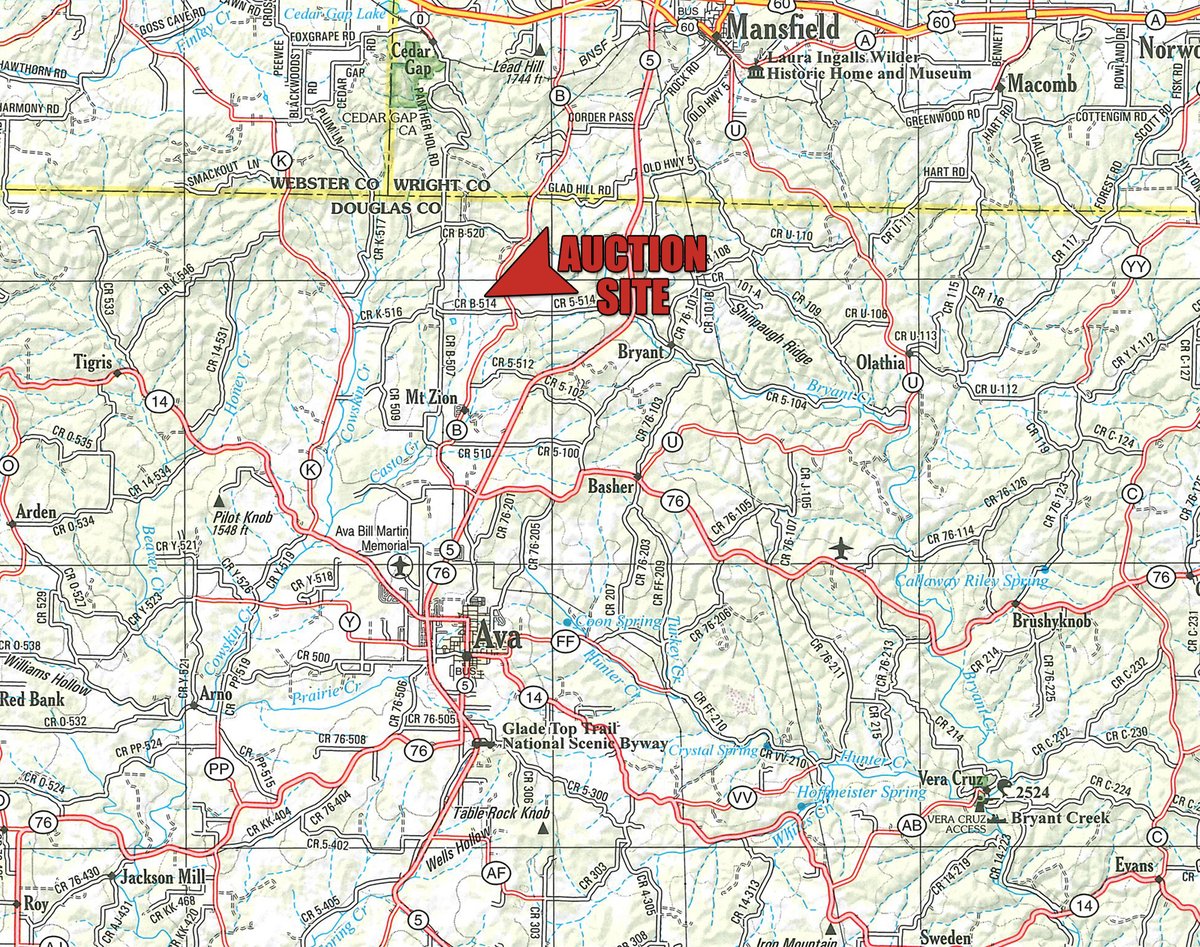 Area map - FARM EQUIPMENT AUCTION IN DOUGLAS COUNTY, MISSOURI