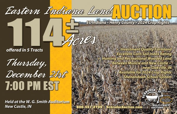 Sold: LAND AUCTION - 114+/- ACRES OFFERED IN 5 TRACTS IN HENRY COUNTY, INDIANA - 3235 W CR 950 North, Middletown, IN 47356 - Henry County, IN