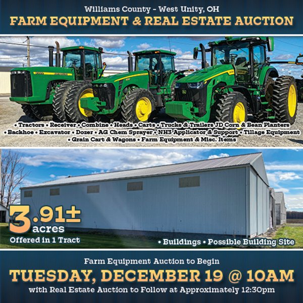 FARM EQUIPMENT AUCTION IN WILLIAMS COUNTY, OHIO