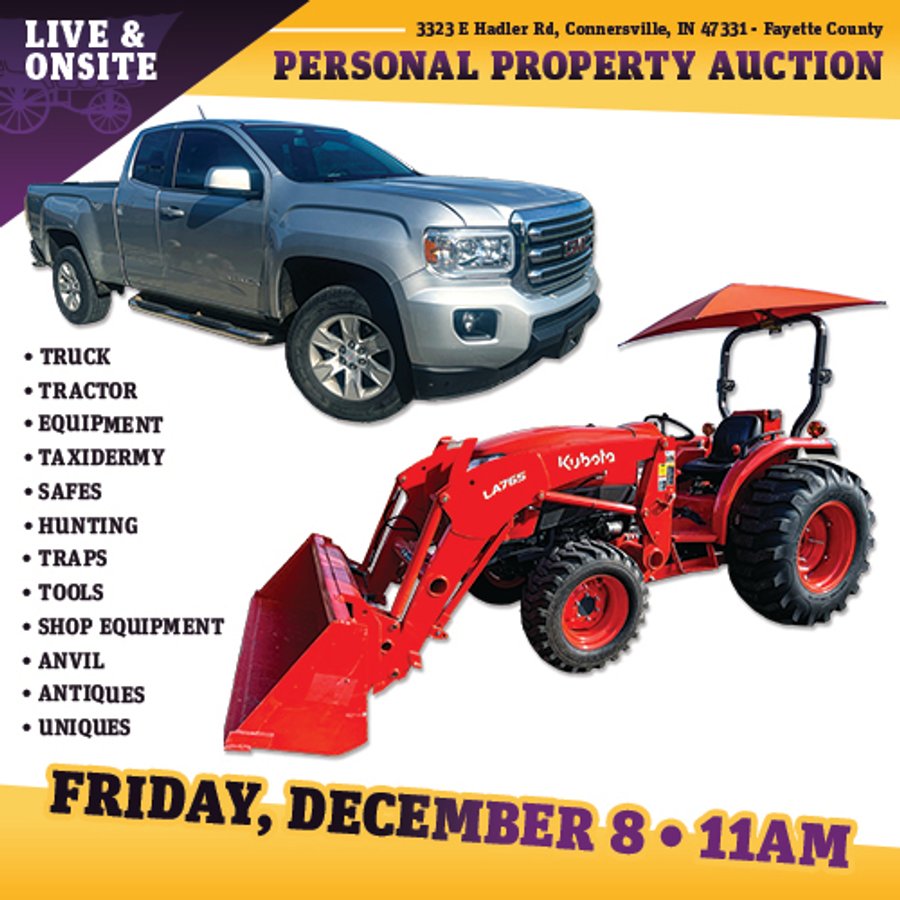 PERSONAL PROPERTY AUCTION IN FAYETTE COUNTY, INDIANA
