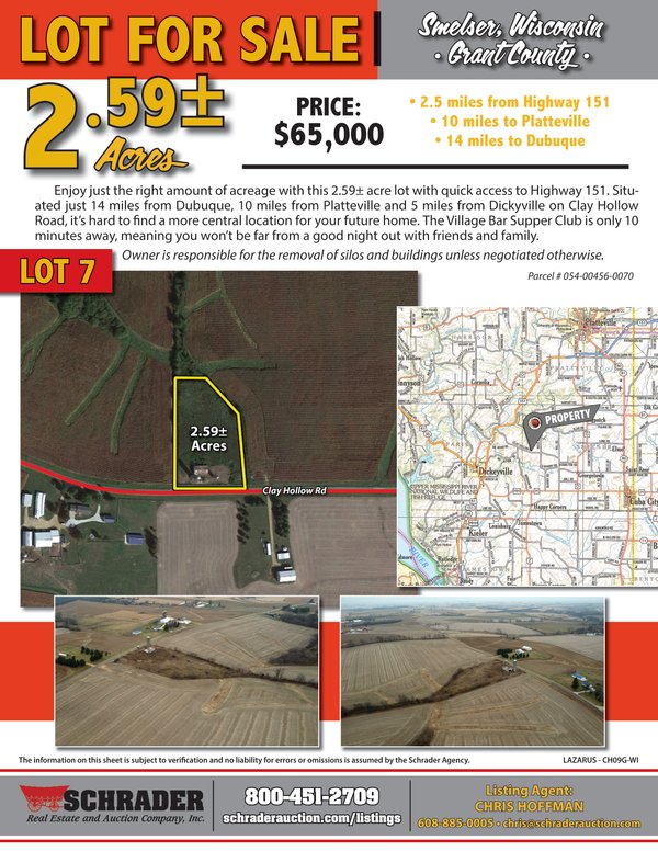 Listing brochure cover - LOT FOR SALE 2.59+/- ACRES IN SMELSER, WISCONSIN