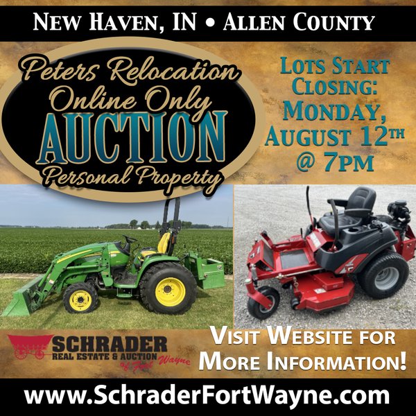 TIMED ONLINE ONLY PERSONAL PROPERTY AUCTION IN ALLEN COUNTY, INDIANA