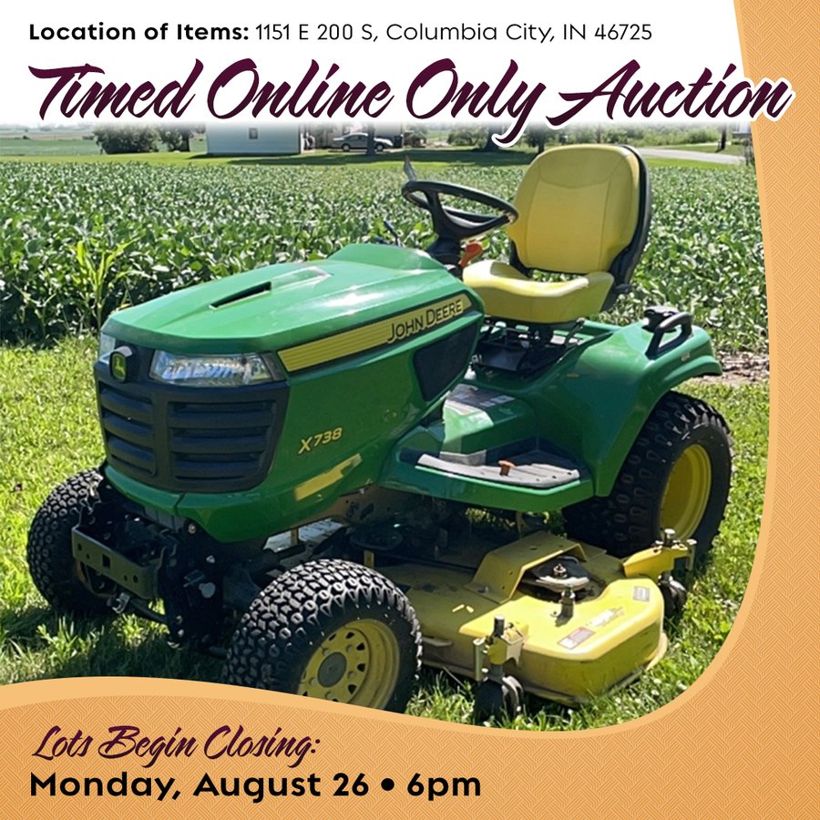 TIMED ONLINE ONLY PERSONAL PROPERTY AUCTION IN WHITLEY COUNTY, INDIANA