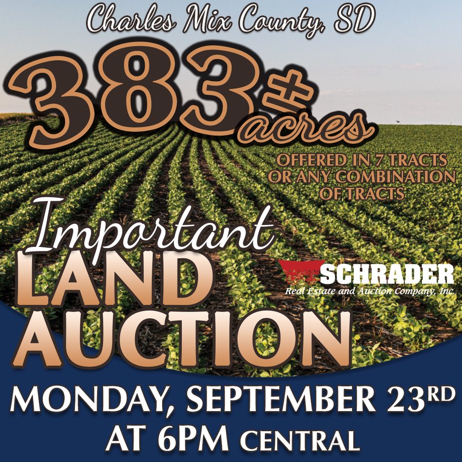 IMPORTANT LAND AUCTION - 383+/- ACRES OFFERED IN 7 TRACTS IN CHARLES MIX COUNTY, SOUTH DAKOTA