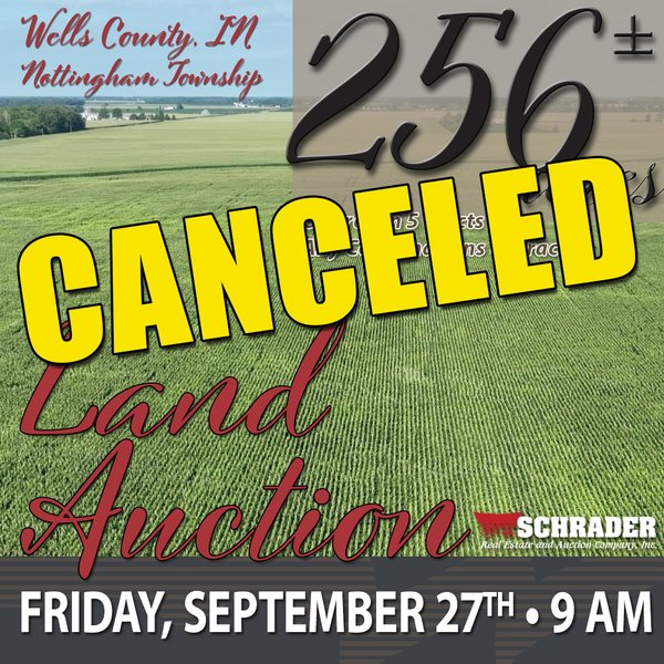 **CANCELED** LAND AUCTION - 256+/- ACRES OFFERED IN 5 TRACTS IN WELLS COUNTY, INDIANA
