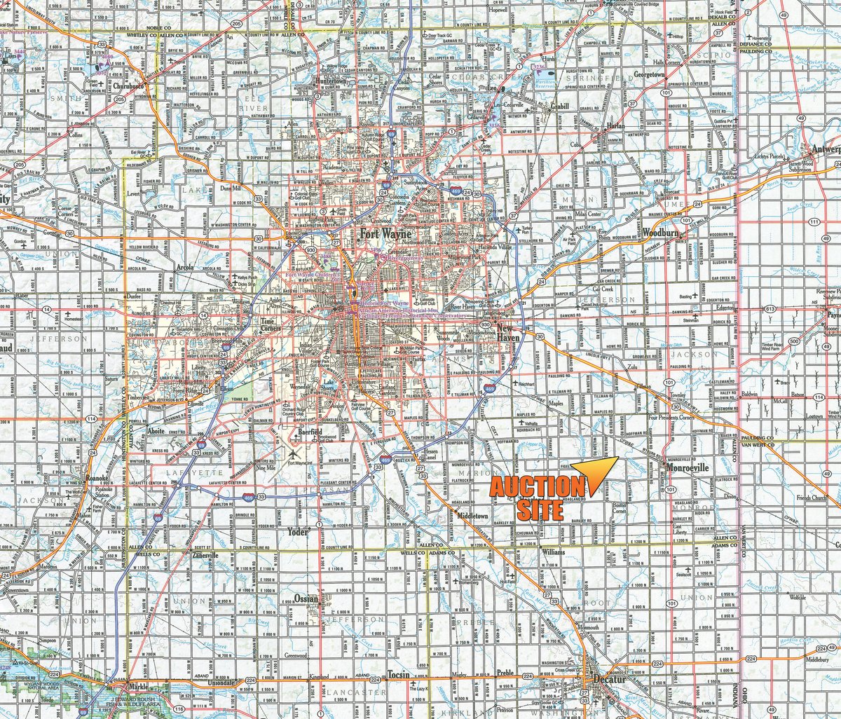 Area map - FARM EQUIPMENT AUCTION IN ALLEN COUNTY, INDIANA